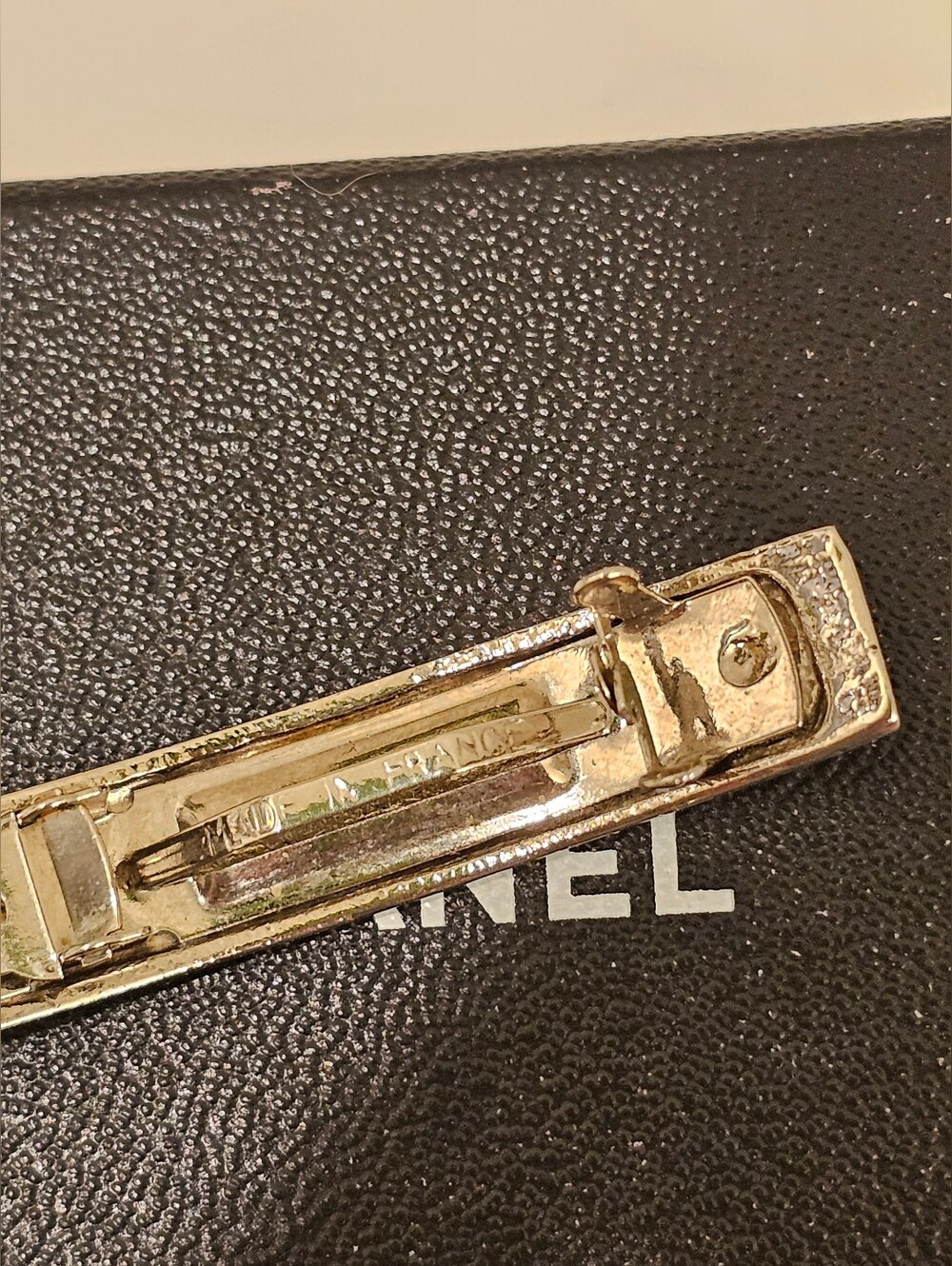 CHANEL SOLID STERLING SILVER Logo Barette - Picture 3 of 4